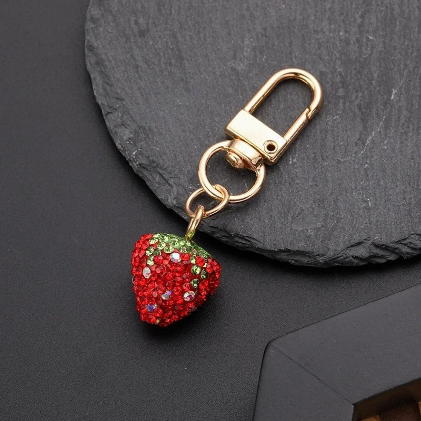 Bling Rhinestone Strawberry Keychain Bag Charm