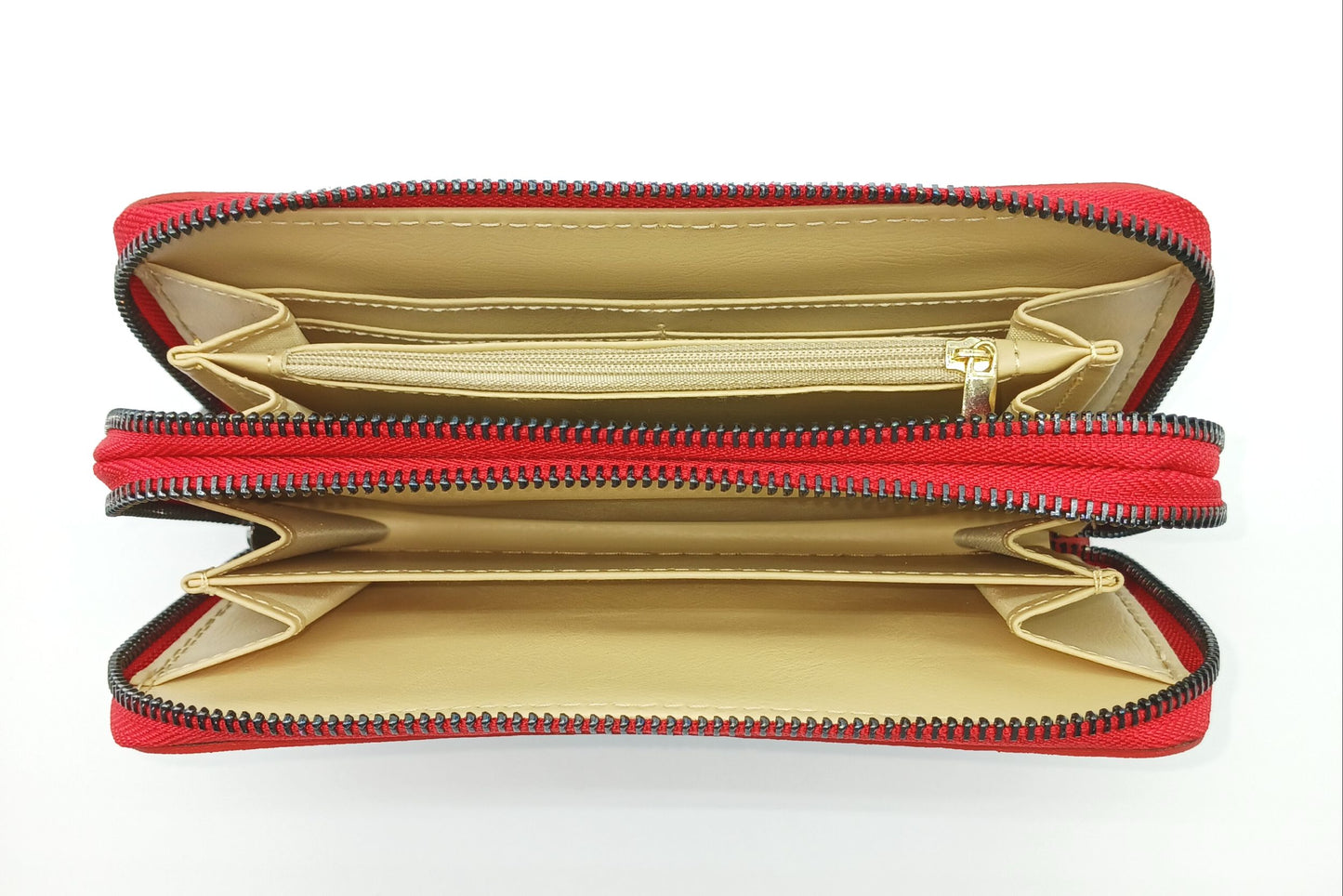 Genuine Croc Embossed Leather Double Zip Wallet – Made In Italy - Red