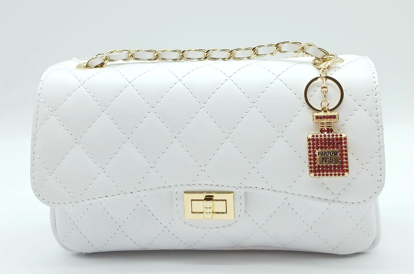 Bling Rhinestone Perfume Bottle Keychain Bag Charm