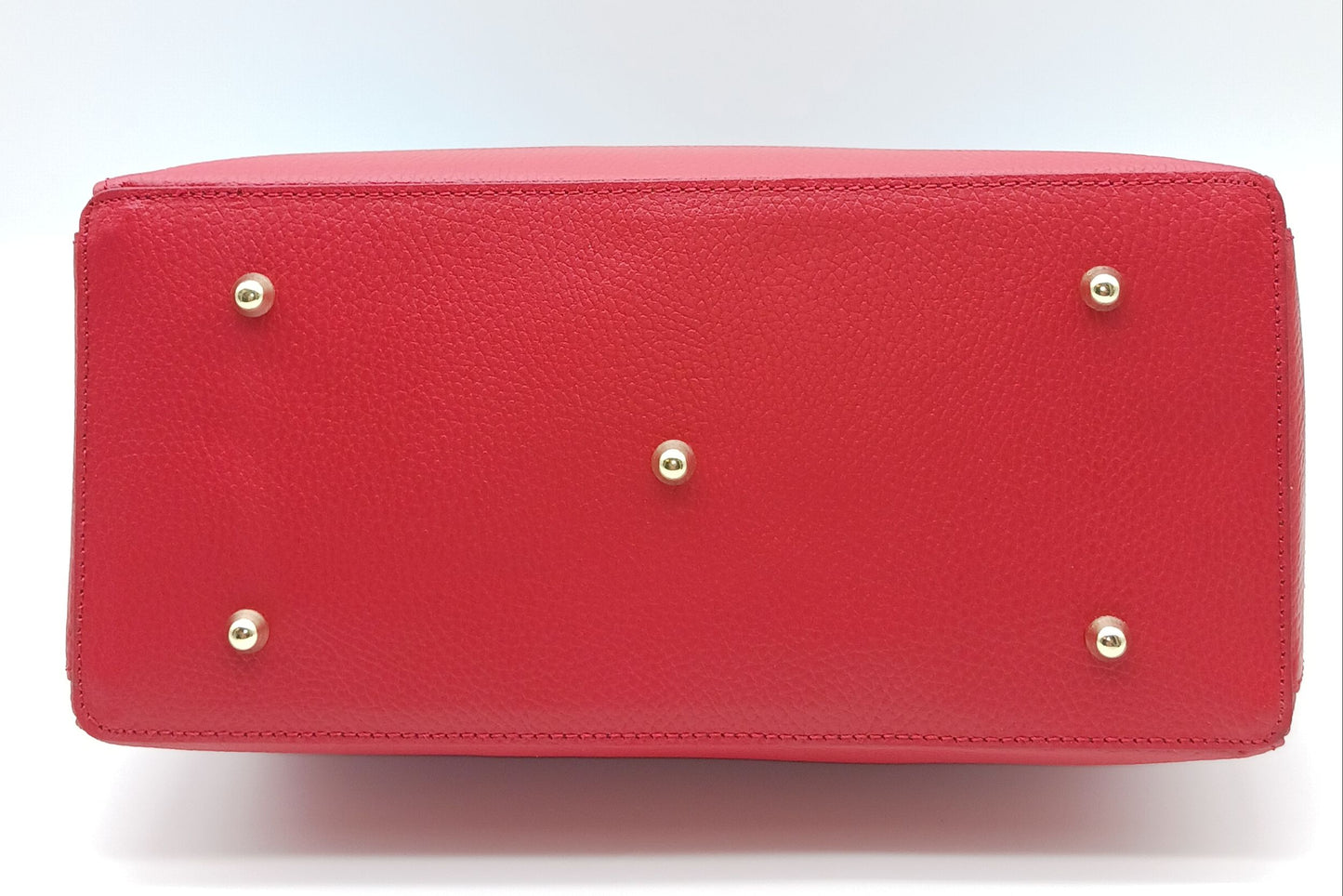 Lock & Key Genuine Pebble Leather Handbag Satchel - Red – Made In Italy