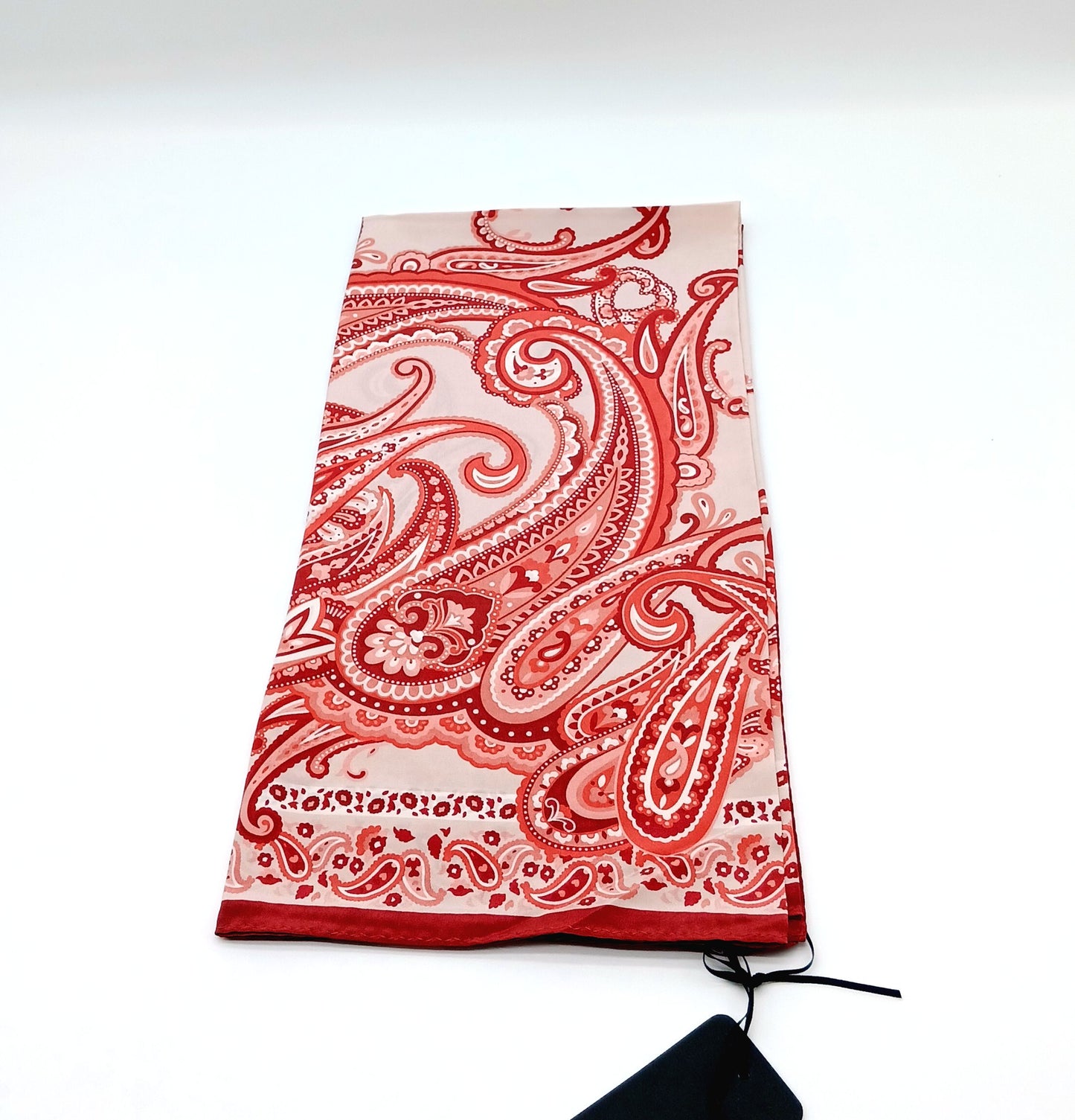 Red, Pink, White Paisley Design Silk Square Scarf 35x35 – Made In Italy