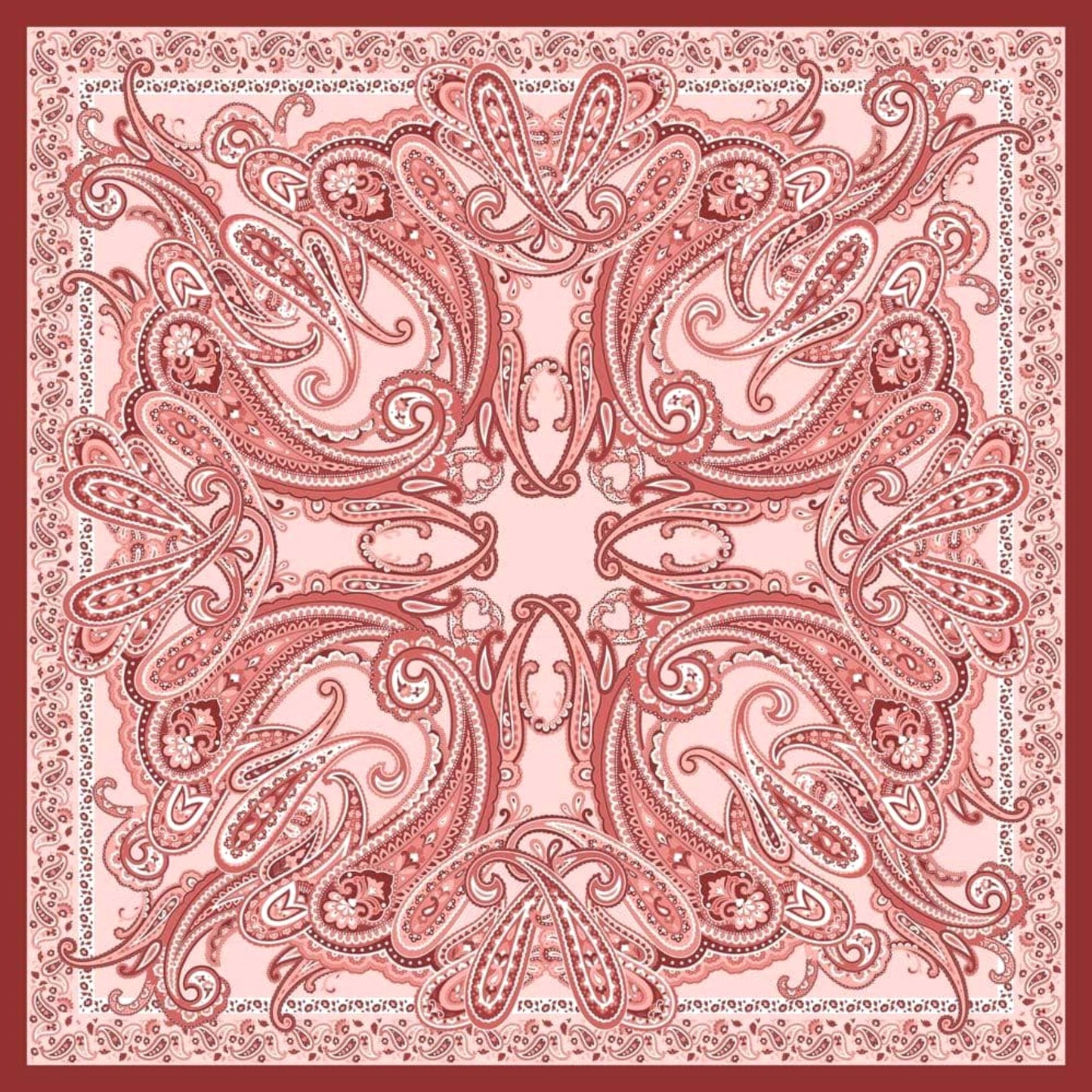 Red, Pink, White Paisley Design Silk Square Scarf 35x35 – Made In Italy
