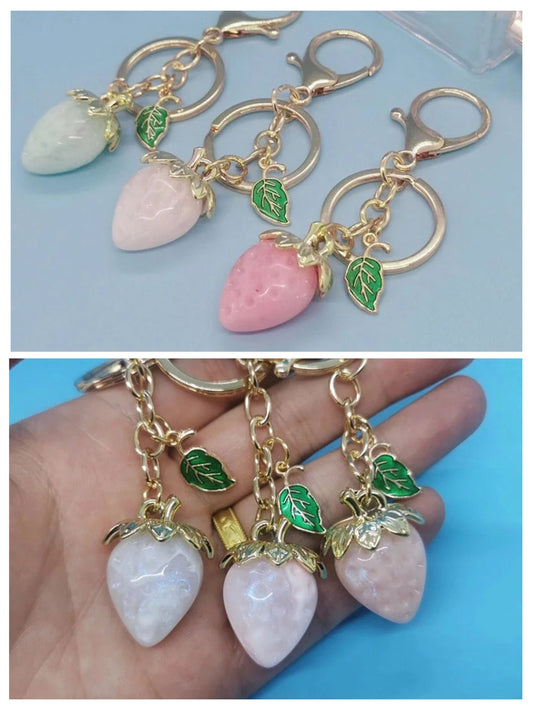 Pastel Resin Strawberry Keychain Bag Charm