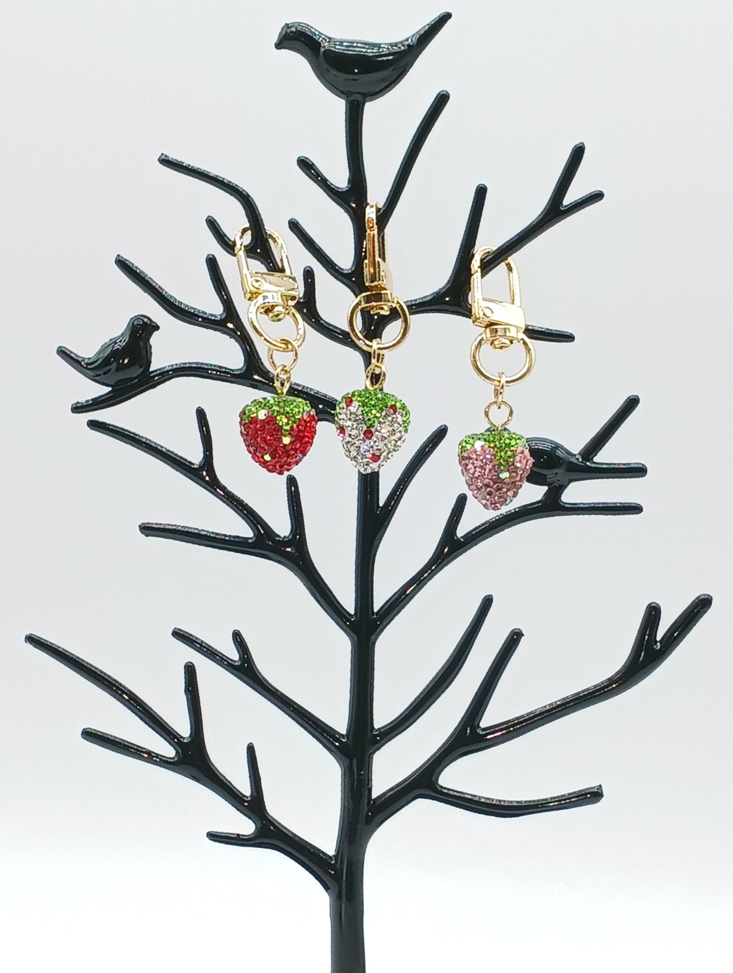 Bling Rhinestone Strawberry Keychain Bag Charm