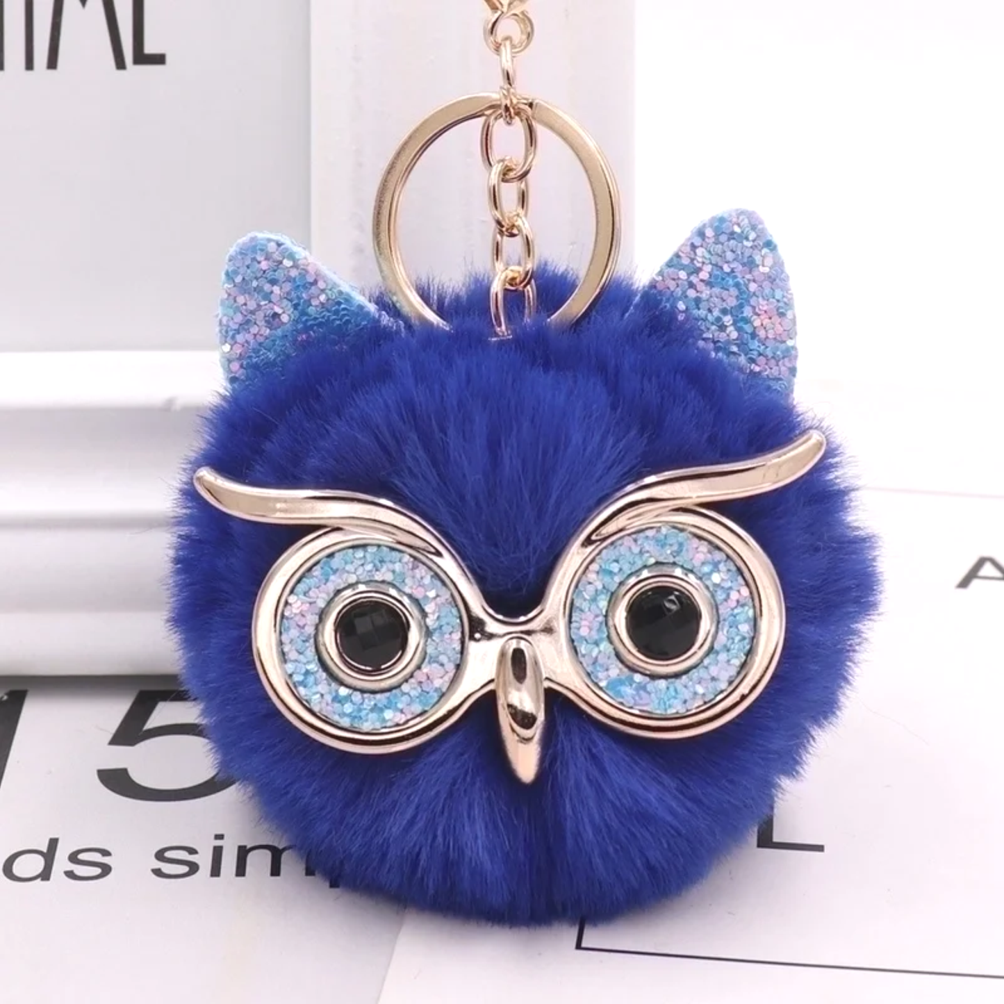 Plush Alloy Owl Keychain Bag Charm – Warm Colors