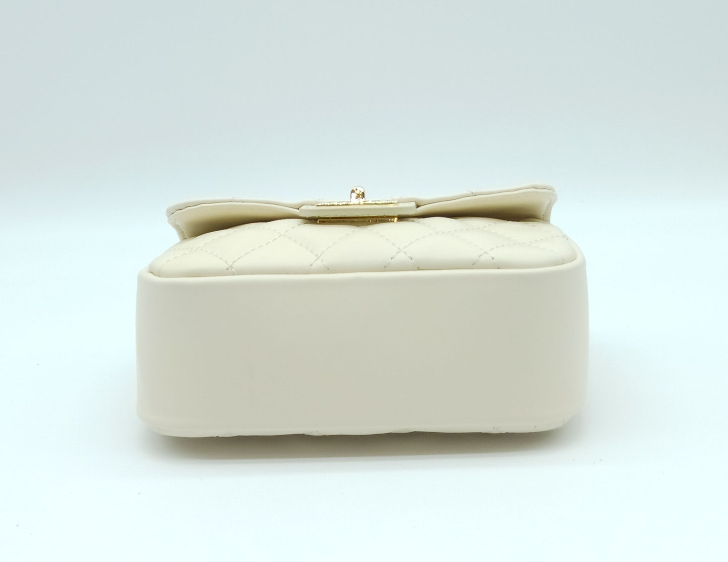 Genuine Leather Quilted Handbag (Small) – Made In Italy - Beige