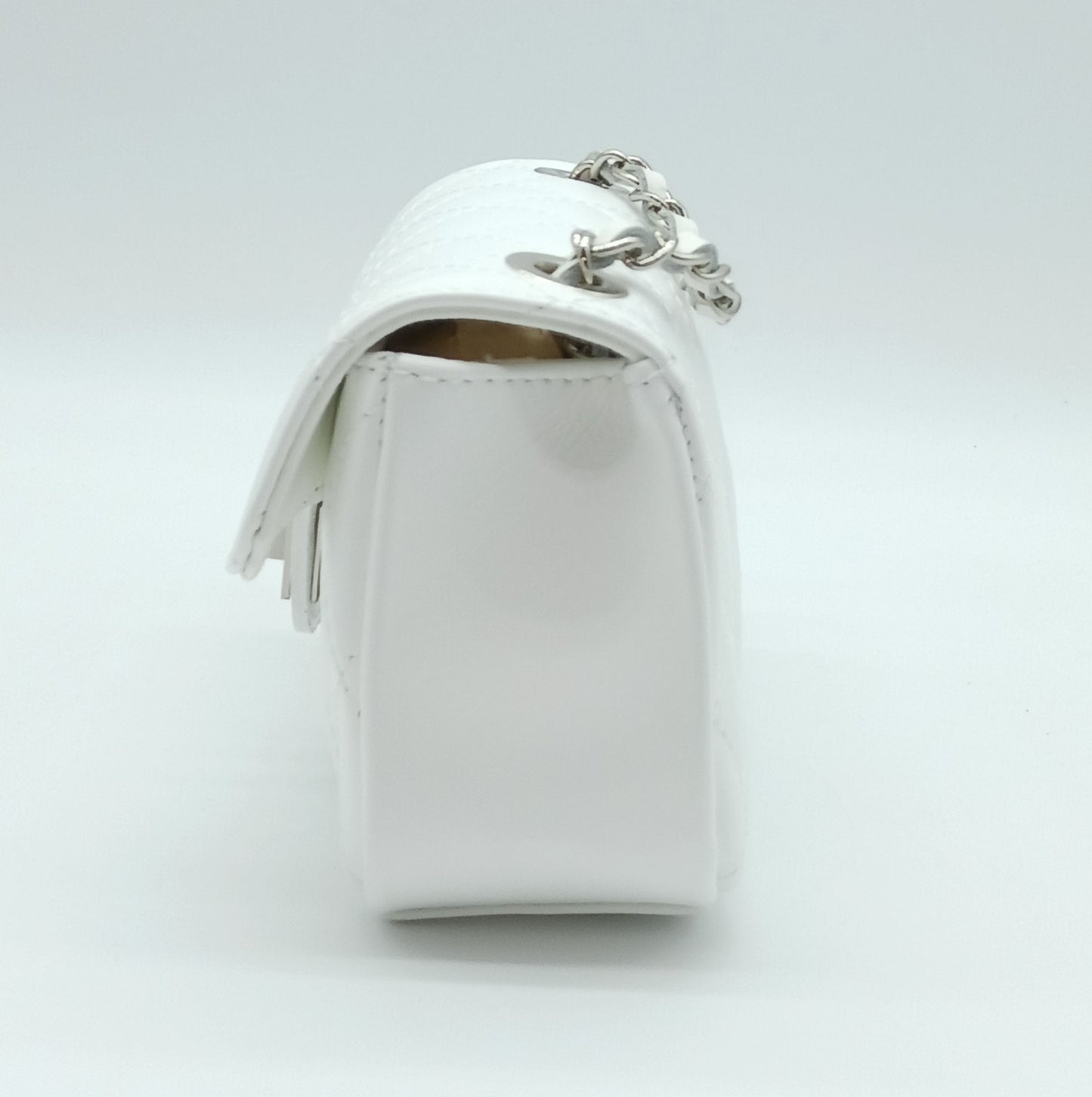Genuine Leather Quilted Handbag (Small) – Made In Italy - White