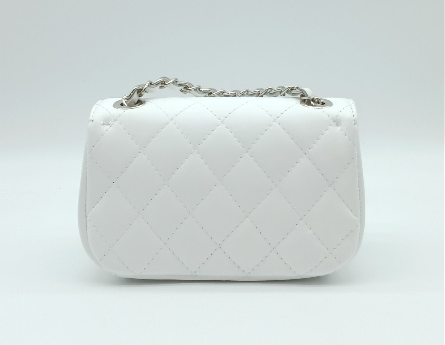 Genuine Leather Quilted Handbag (Small) – Made In Italy - White
