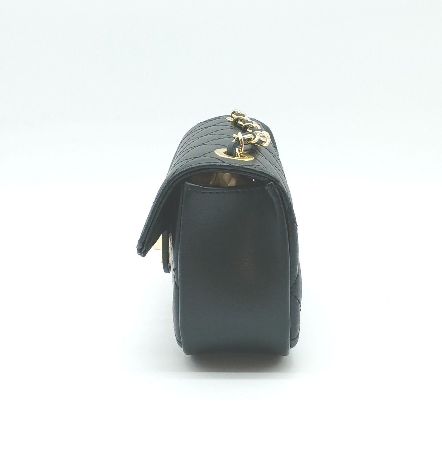 Genuine Leather Quilted Handbag (Small) – Made In Italy - Black