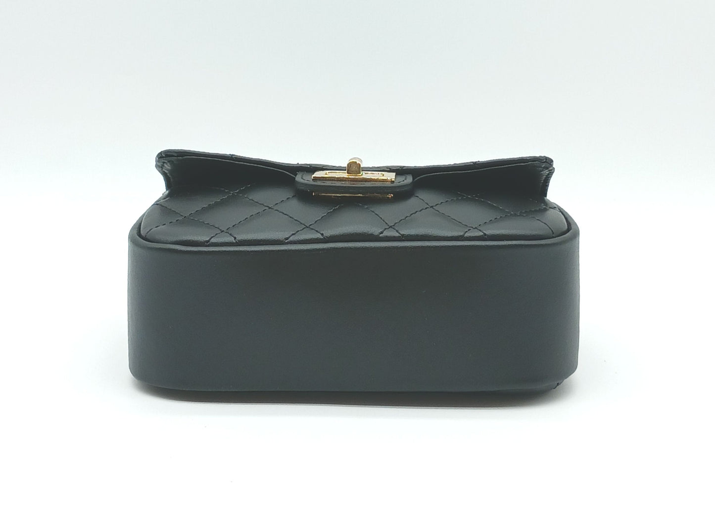Genuine Leather Quilted Handbag (Small) – Made In Italy - Black