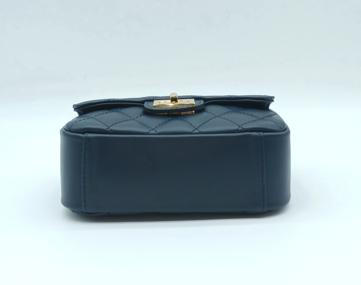 Genuine Leather Quilted Handbag (Small) – Made In Italy - Dark Blue