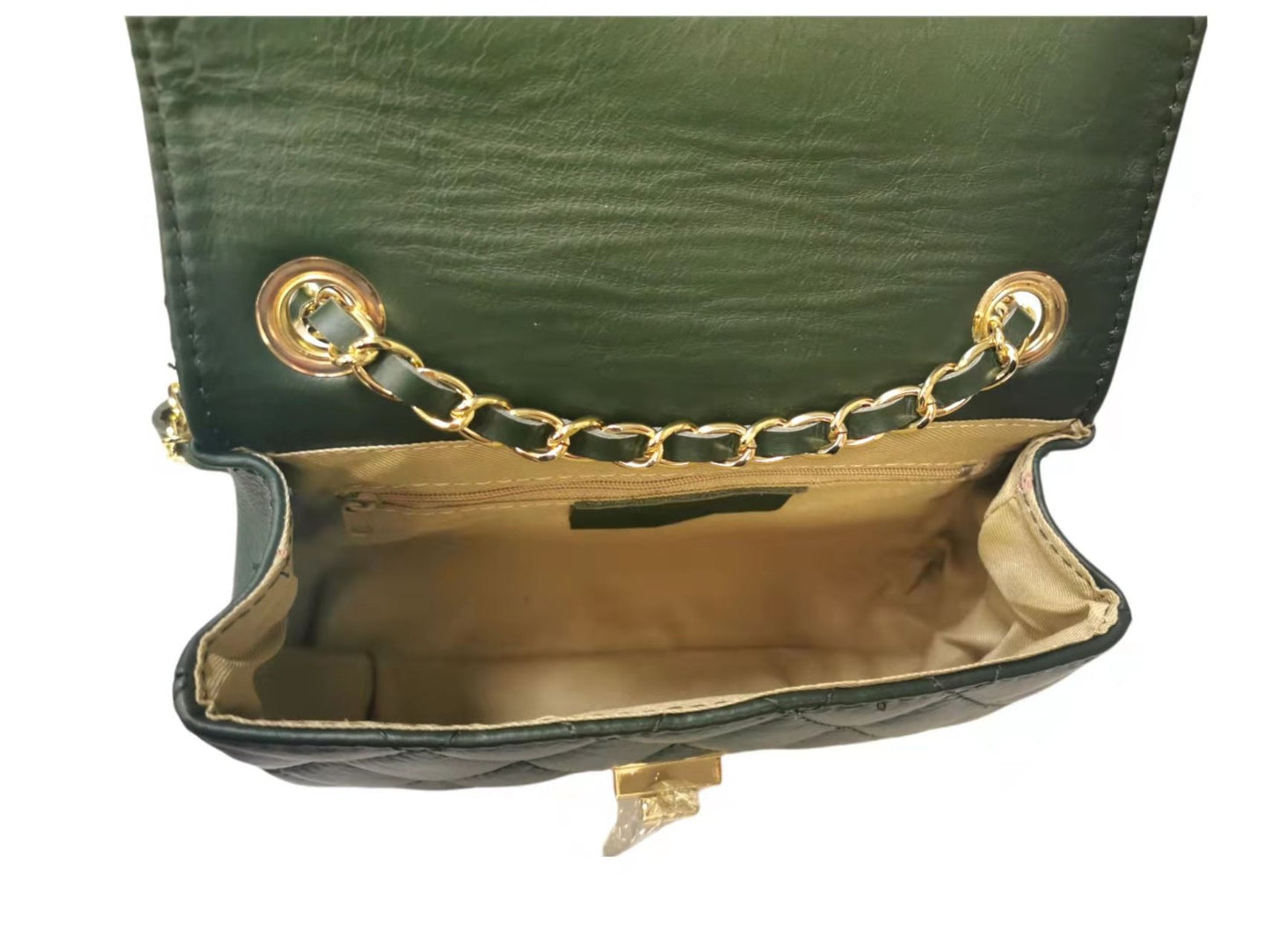 Genuine Leather Quilted Handbag (Small) – Made In Italy - Cognac Brown