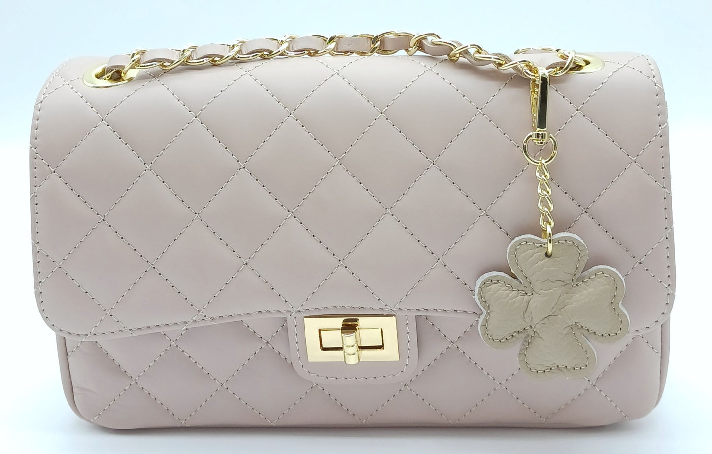 Genuine Leather Keychain Bag Charm – Made In Italy (Neutral Colors)