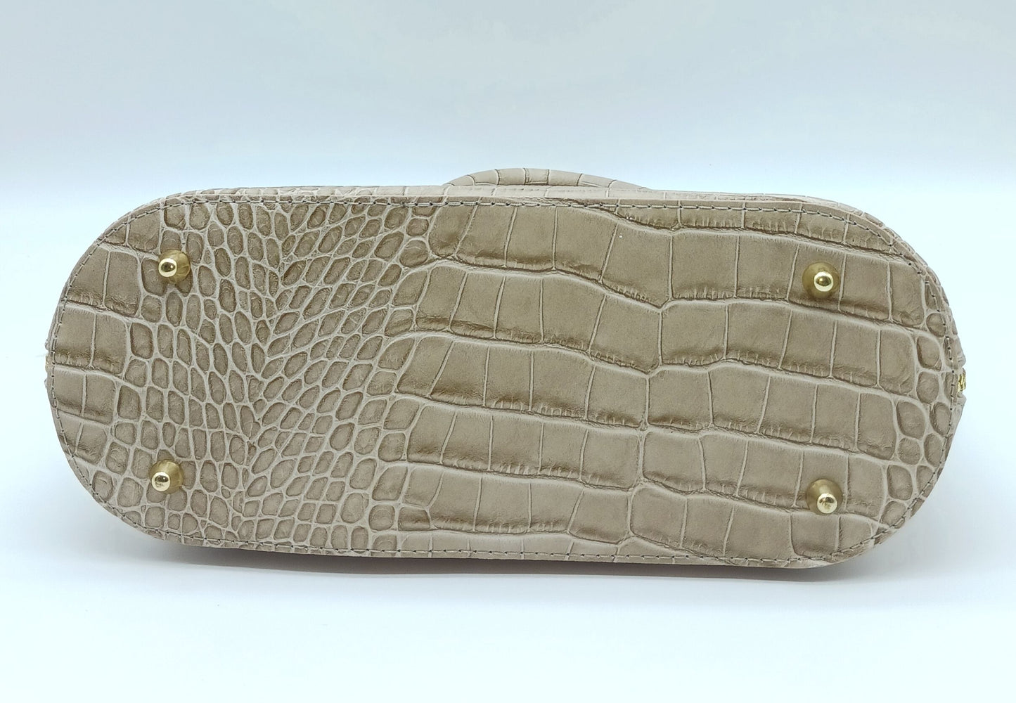 Taupe Italian Croc Embossed Genuine Leather Handbag Satchel – Made In Italy
