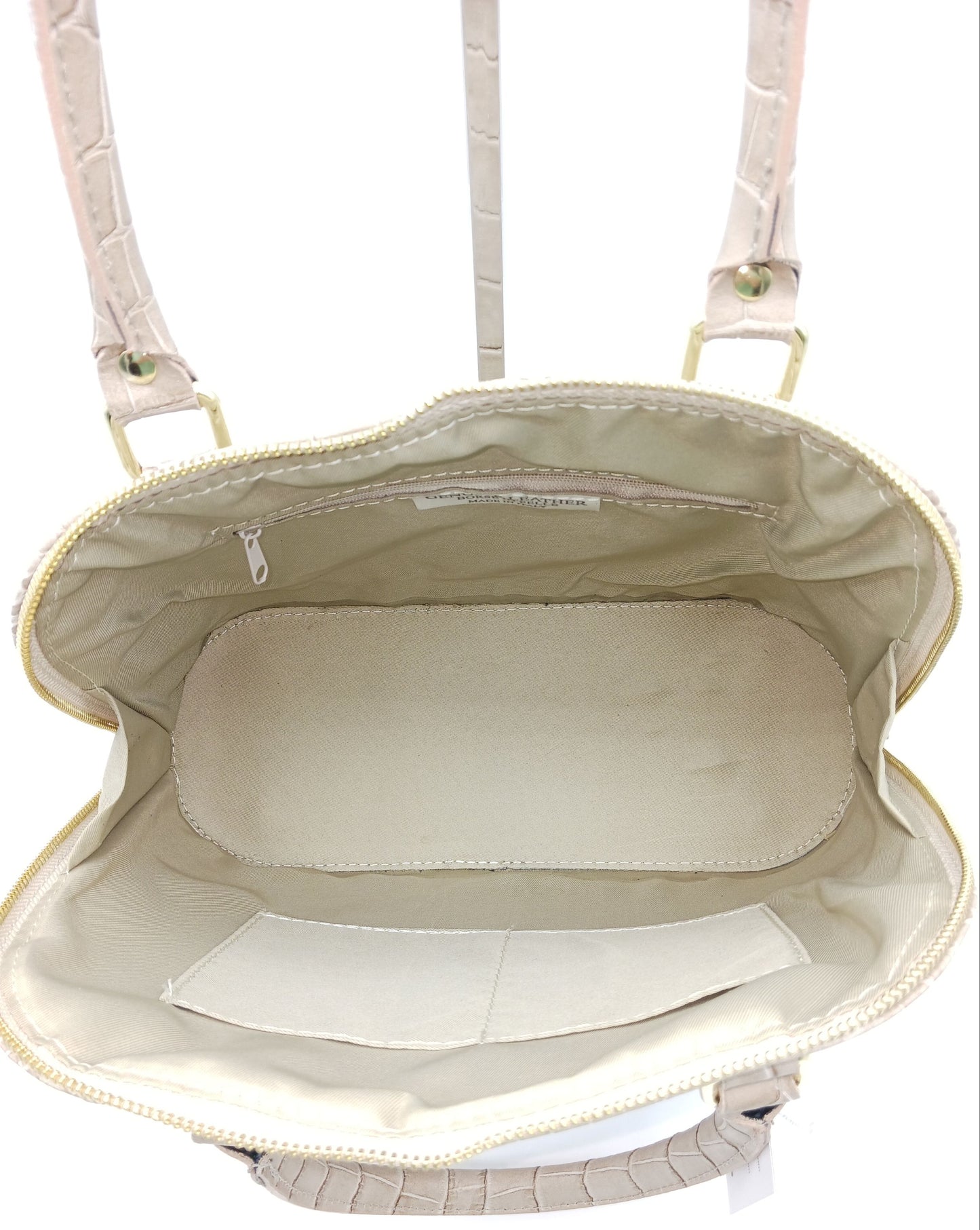 Taupe Italian Croc Embossed Genuine Leather Handbag Satchel – Made In Italy