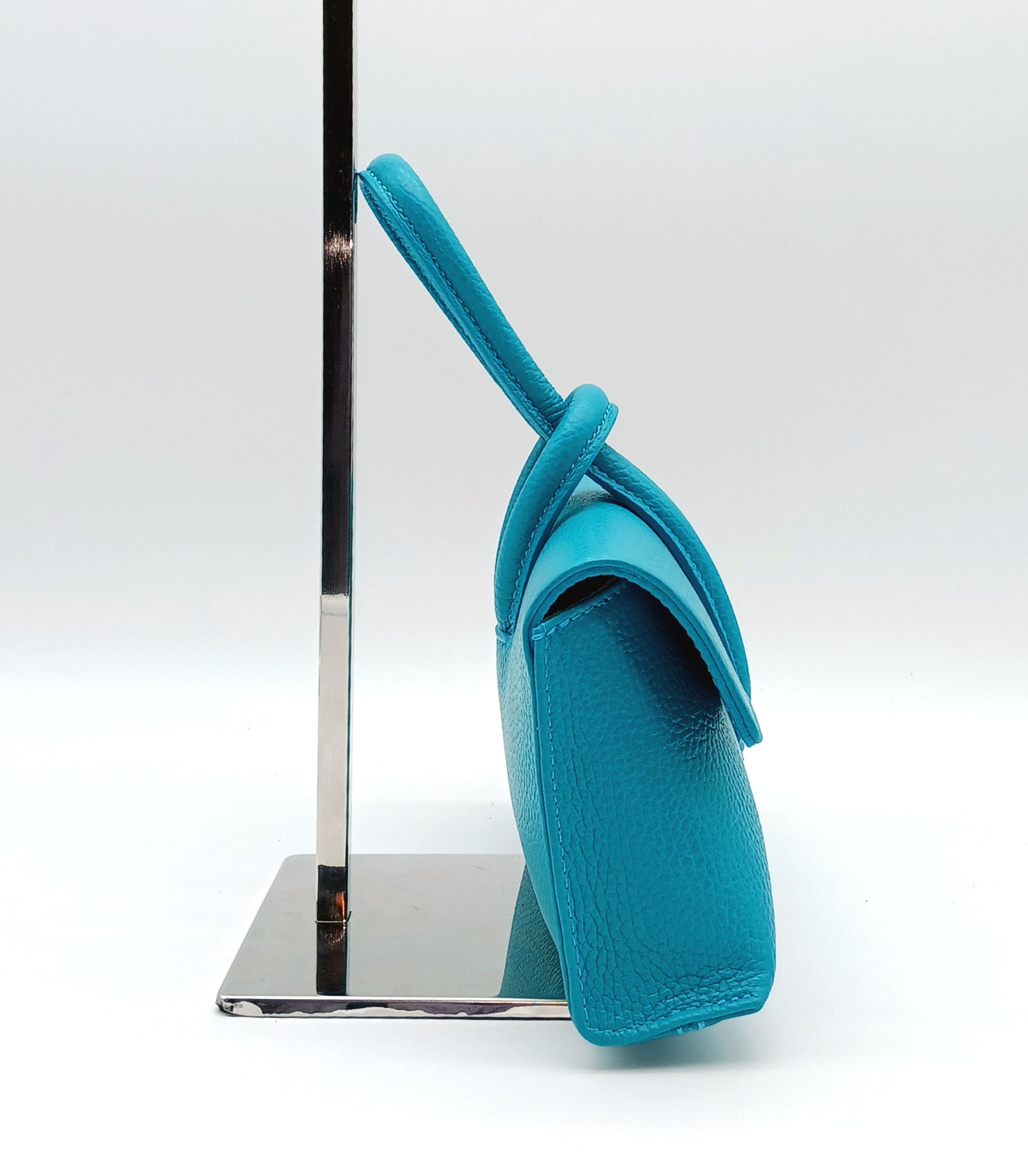 Genuine Pebble Leather Crossbody Handbag - Turquoise – Made In Italy
