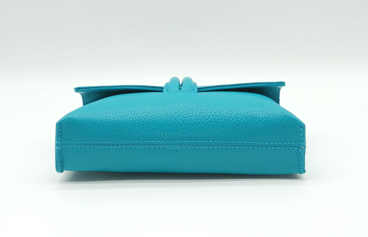 Genuine Pebble Leather Crossbody Handbag - Turquoise – Made In Italy