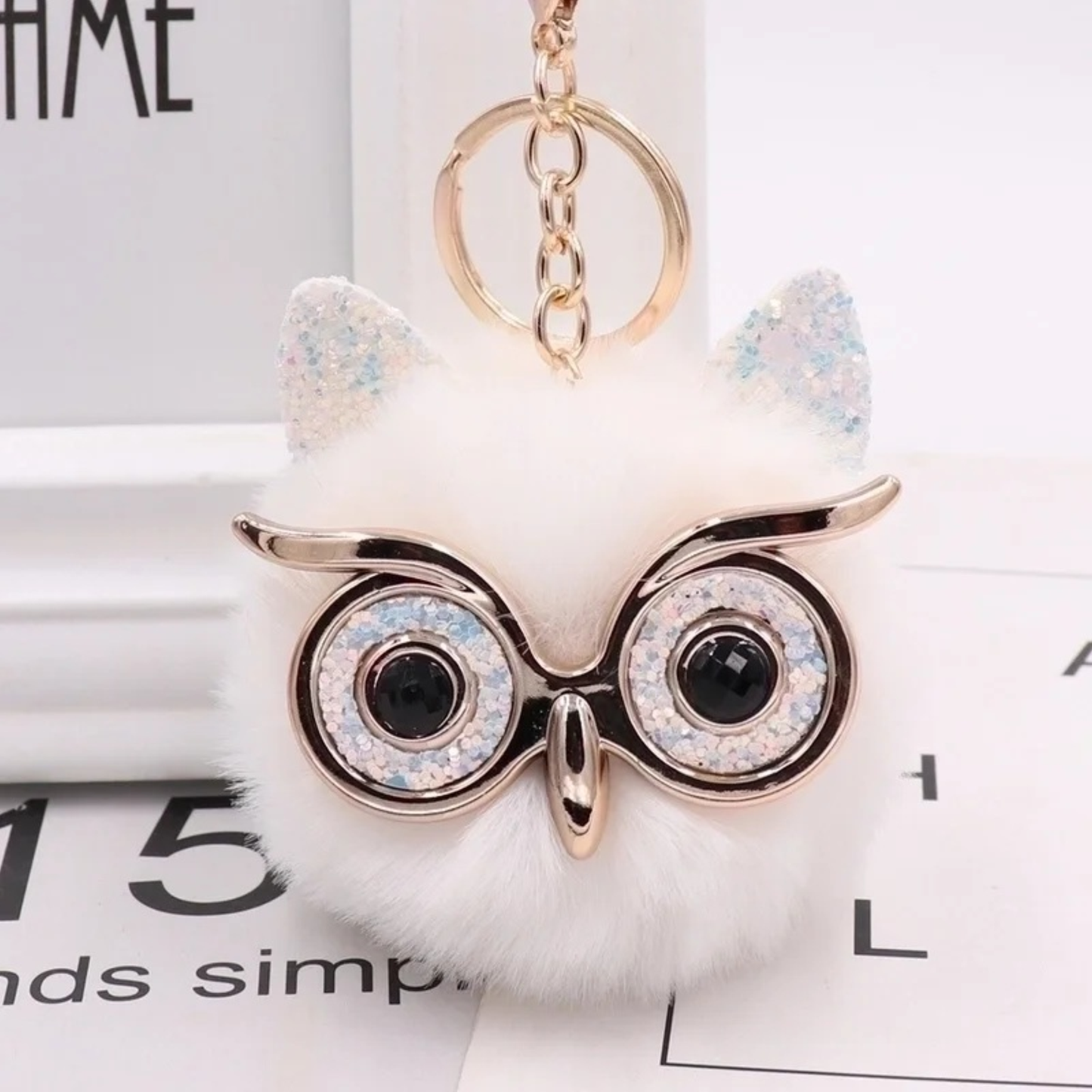 Plush Alloy Owl Keychain Bag Charm – Bright Colors