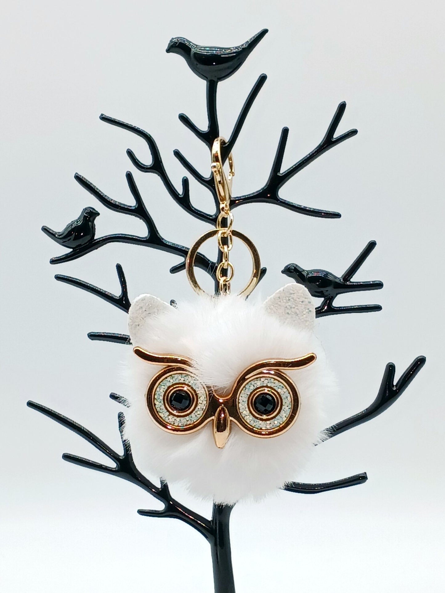 Plush Alloy Owl Keychain Bag Charm – Bright Colors