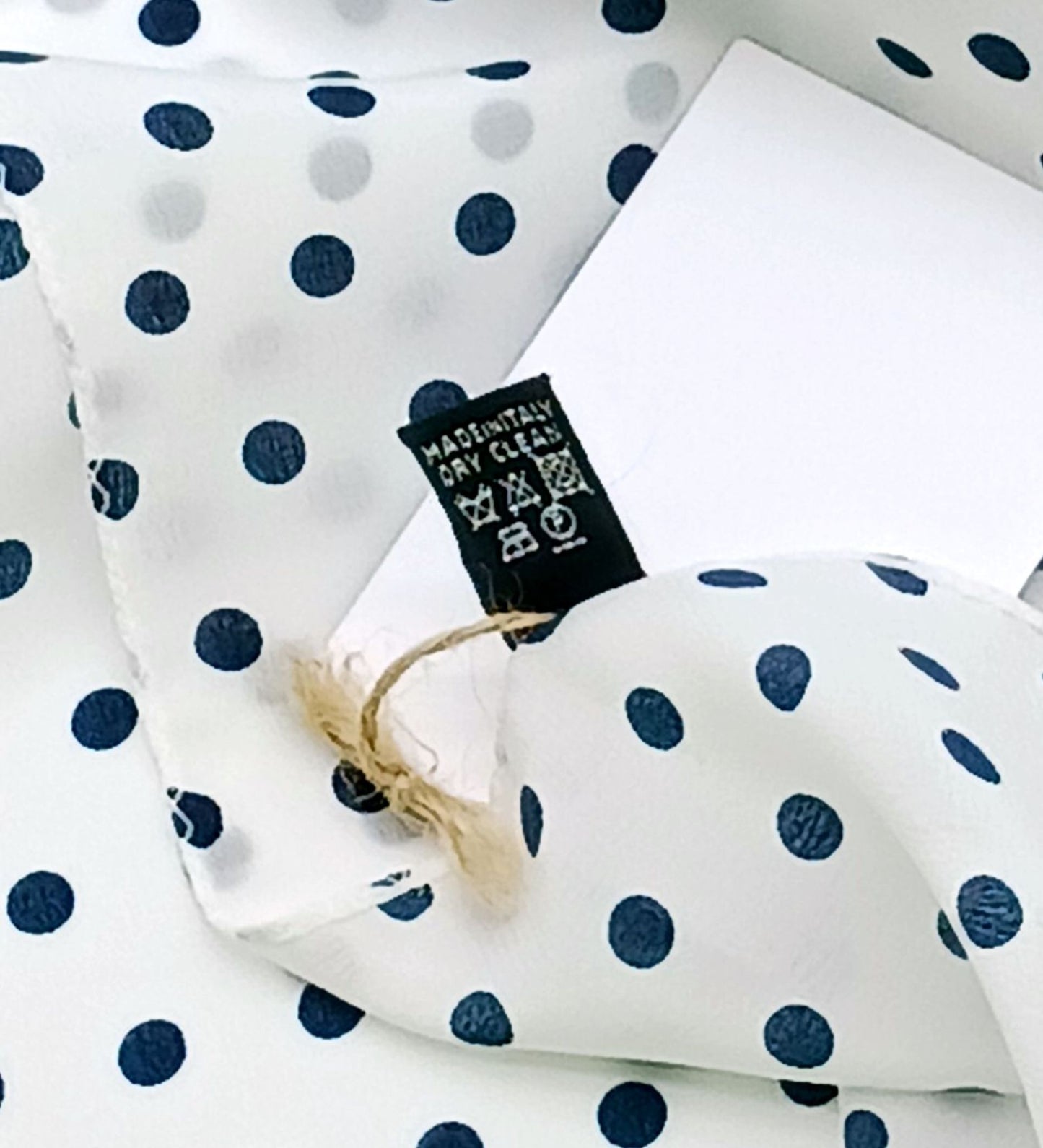 Silk White Blue Polka Dot Scarf 70x27 – Made In Italy - DumasvilleBoutique