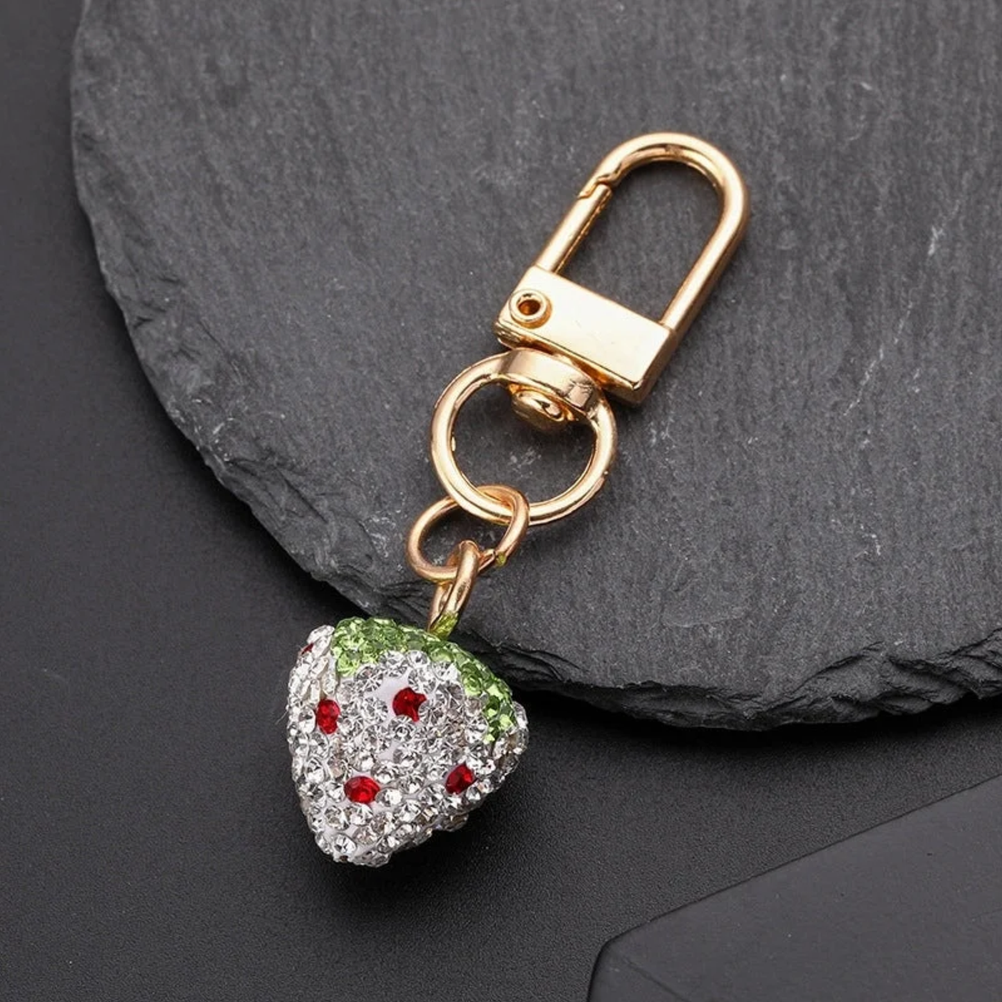 Bling Rhinestone Strawberry Keychain Bag Charm