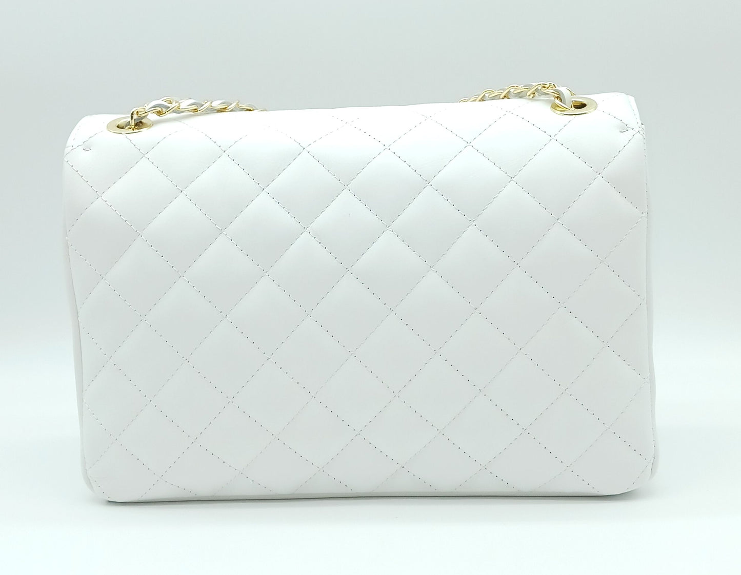 Genuine Leather Quilted Handbag (X-Large) White – Made In Italy