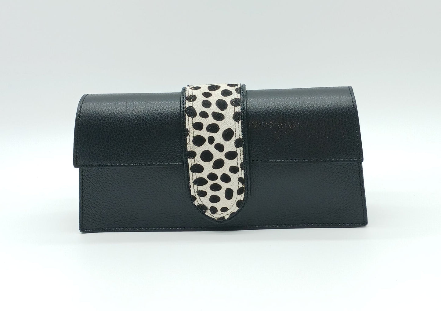 Black Genuine Leather White Black Fur Handbag – Made In Italy