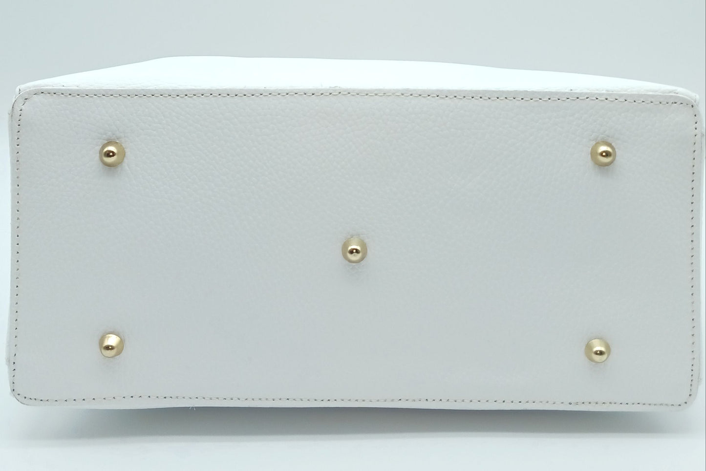 Lock & Key Genuine Pebble Leather Handbag Satchel - White – Made In Italy