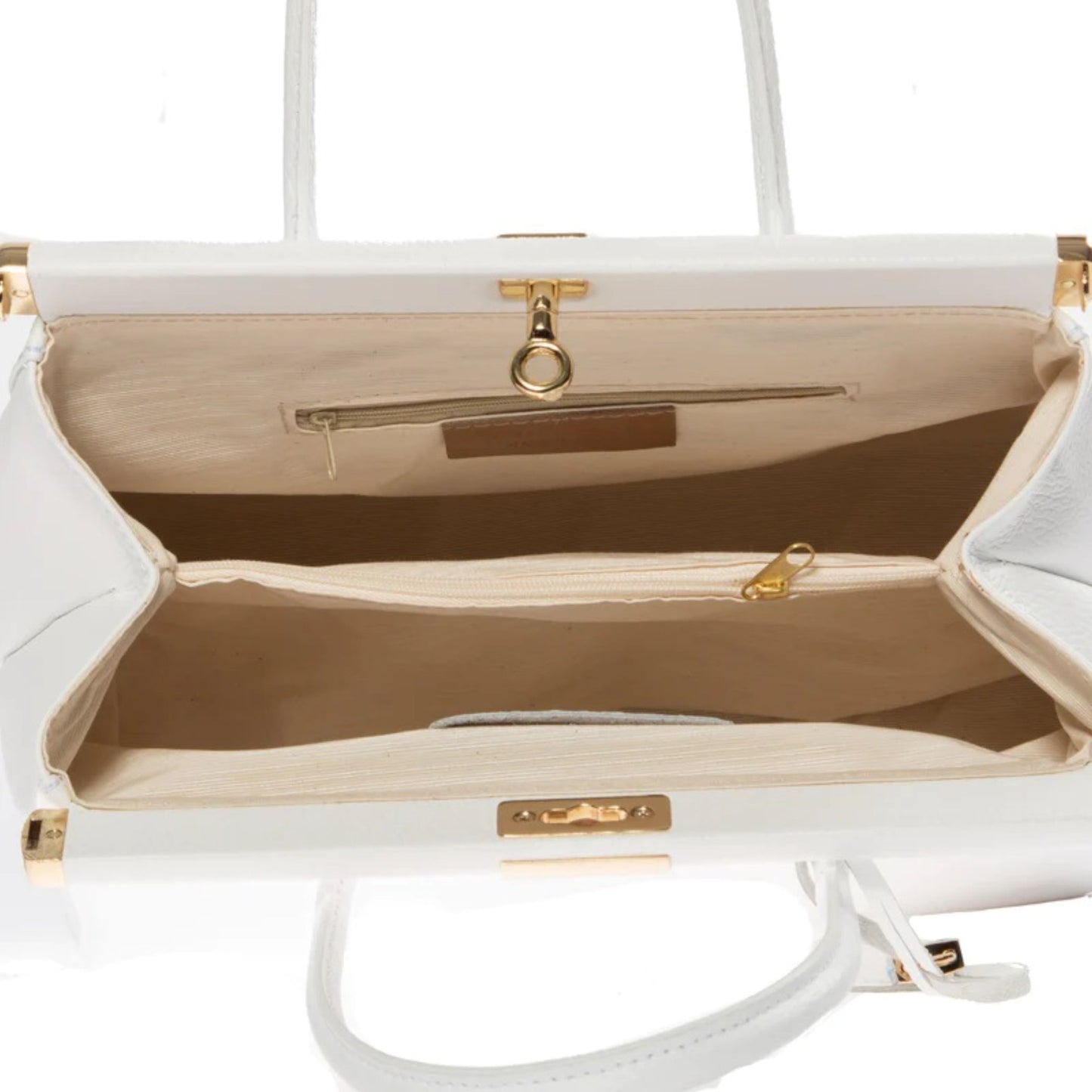 Lock & Key Genuine Pebble Leather Handbag Satchel - Fuchsia – Made In Italy