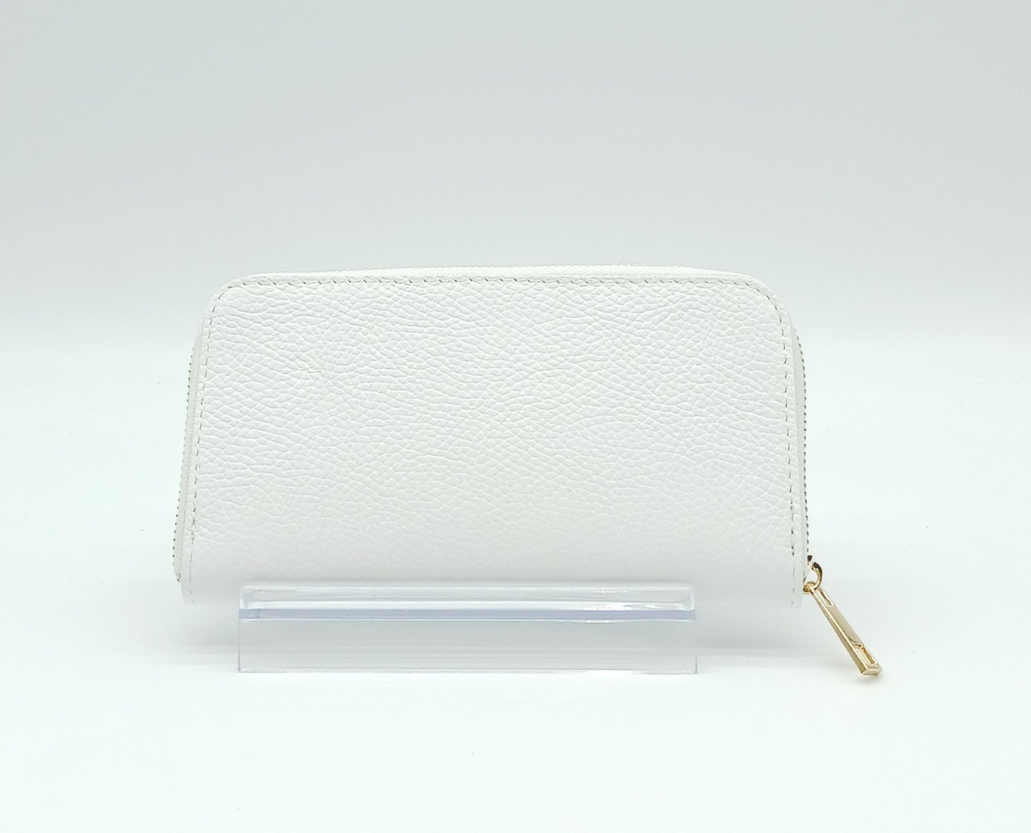 Genuine Pebble Leather Zip Wallet – Made In Italy - White