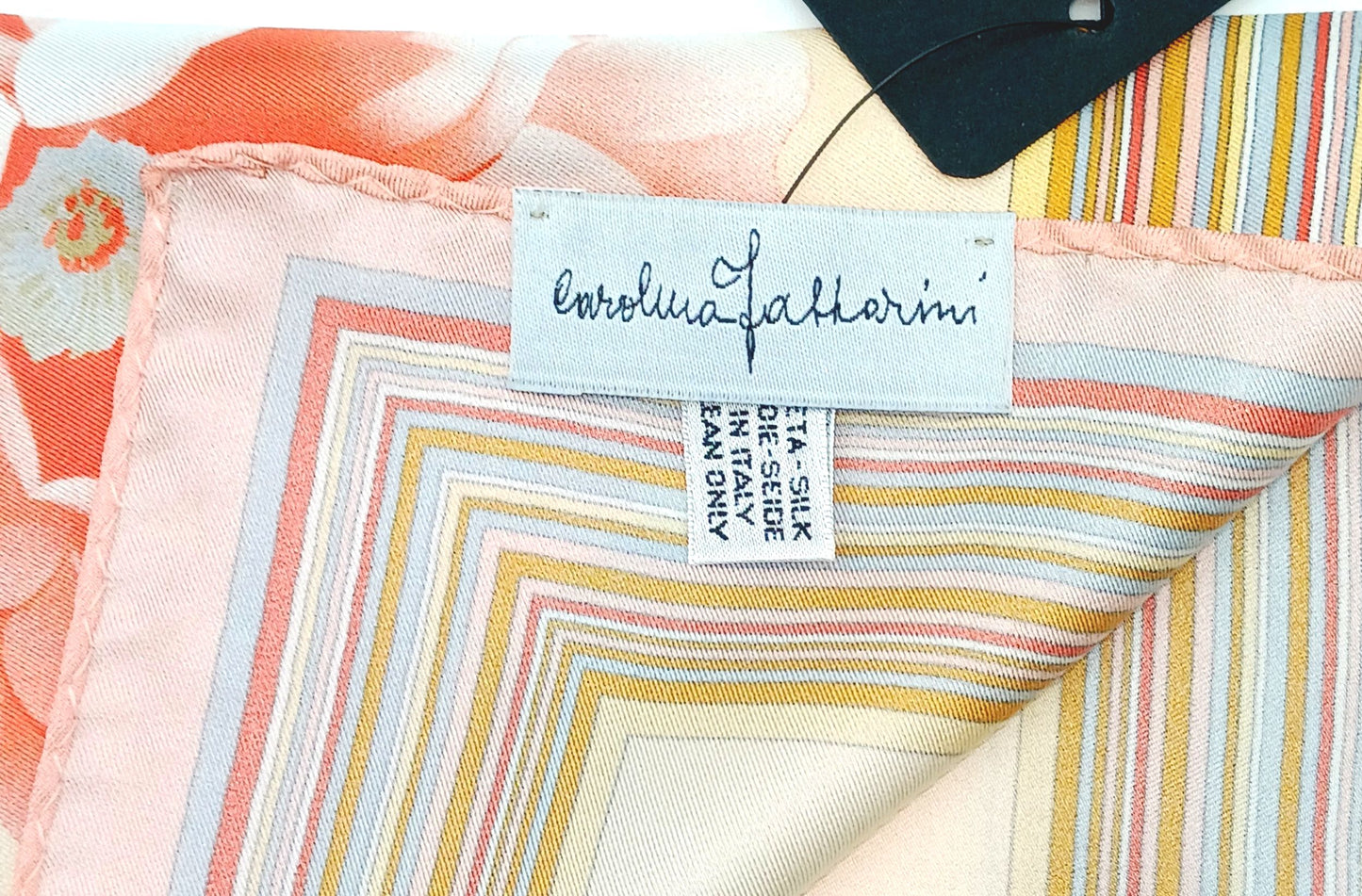 Designer Floral Silk Twill Square Scarf 26x26 – Made In Italy - Yellow