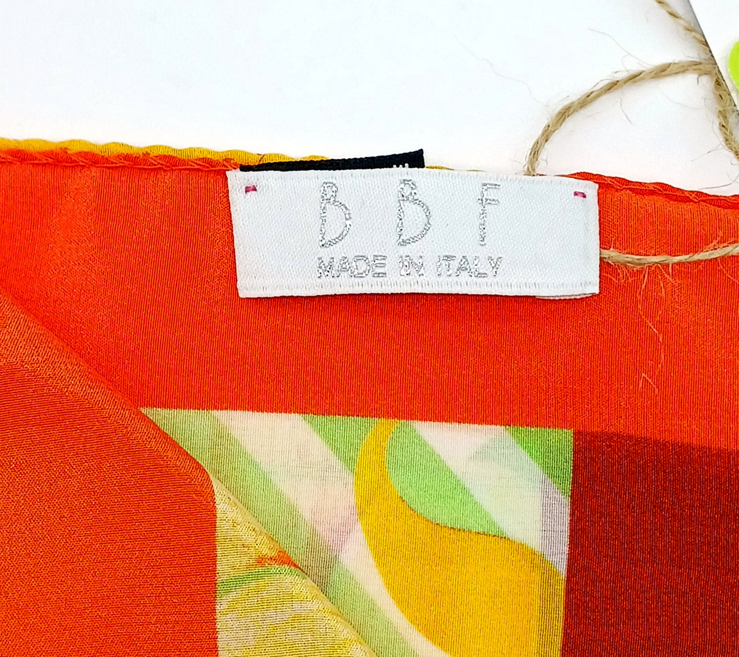 Italian Silk Handkerchief/Neckerchief Floral Square Scarf 17x17 – Made In Italy - Green, Yellow, Orange
