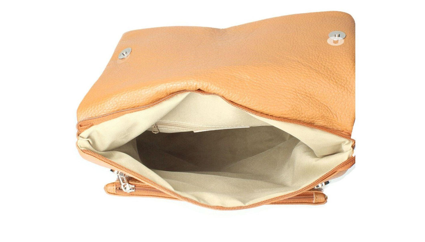 Genuine Pebble Leather Shoulder Crossbody Handbag - Pearl Gray – Made In Italy - DumasvilleBoutique