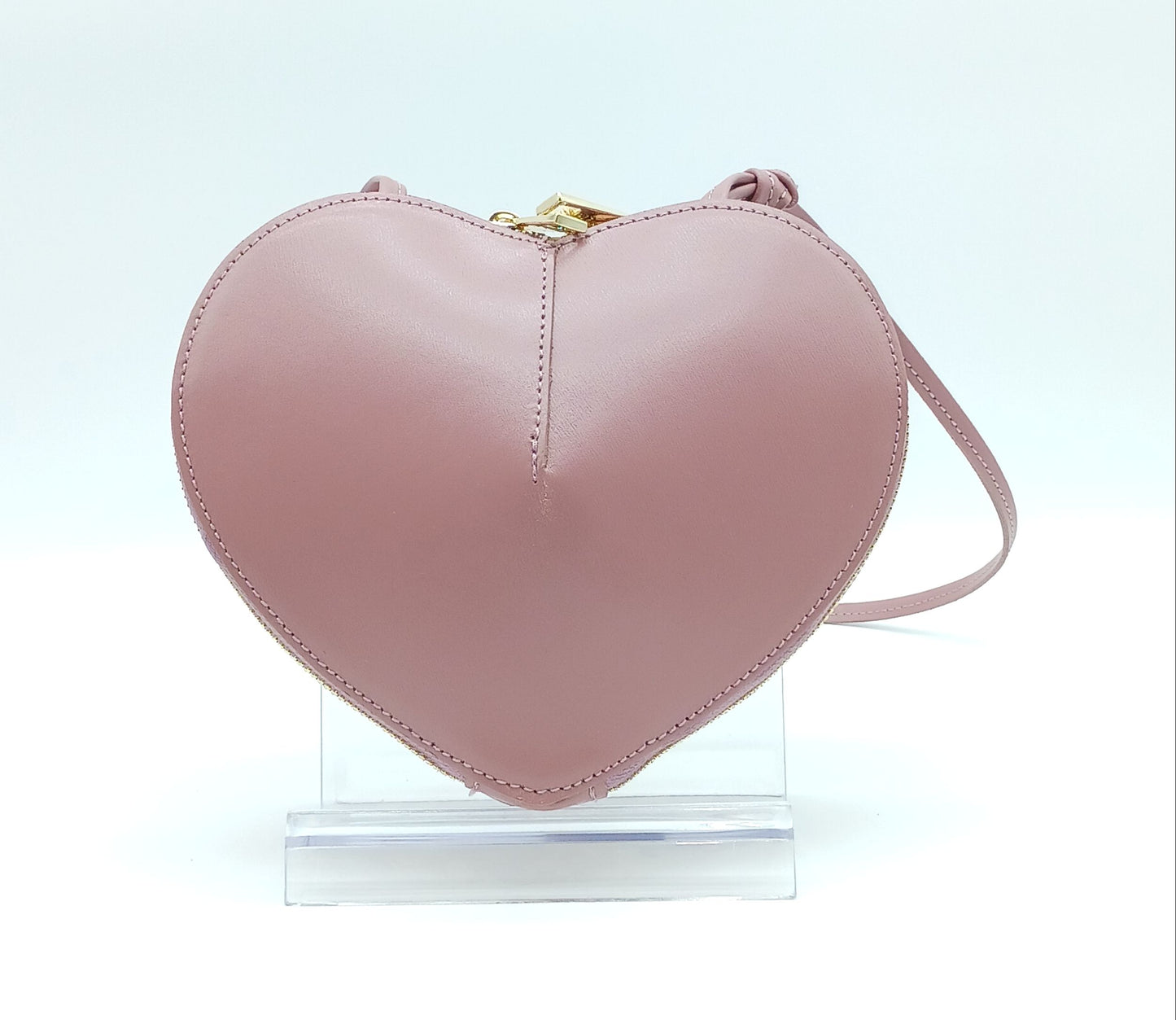 Antique Pink Genuine Leather Heart Crossbody Handbag – Made In Italy