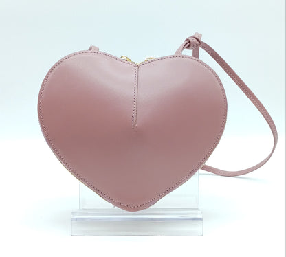 Antique Pink Genuine Leather Heart Crossbody Handbag – Made In Italy
