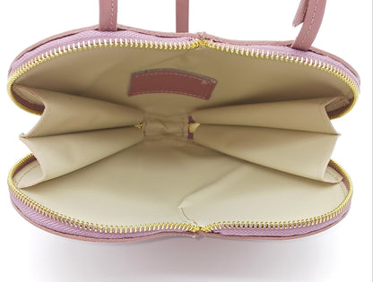 Antique Pink Genuine Leather Heart Crossbody Handbag – Made In Italy