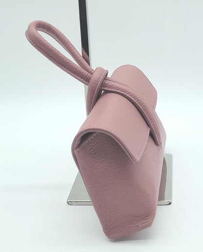 Genuine Pebble Leather Crossbody Handbag - Antique Pink – Made In Italy
