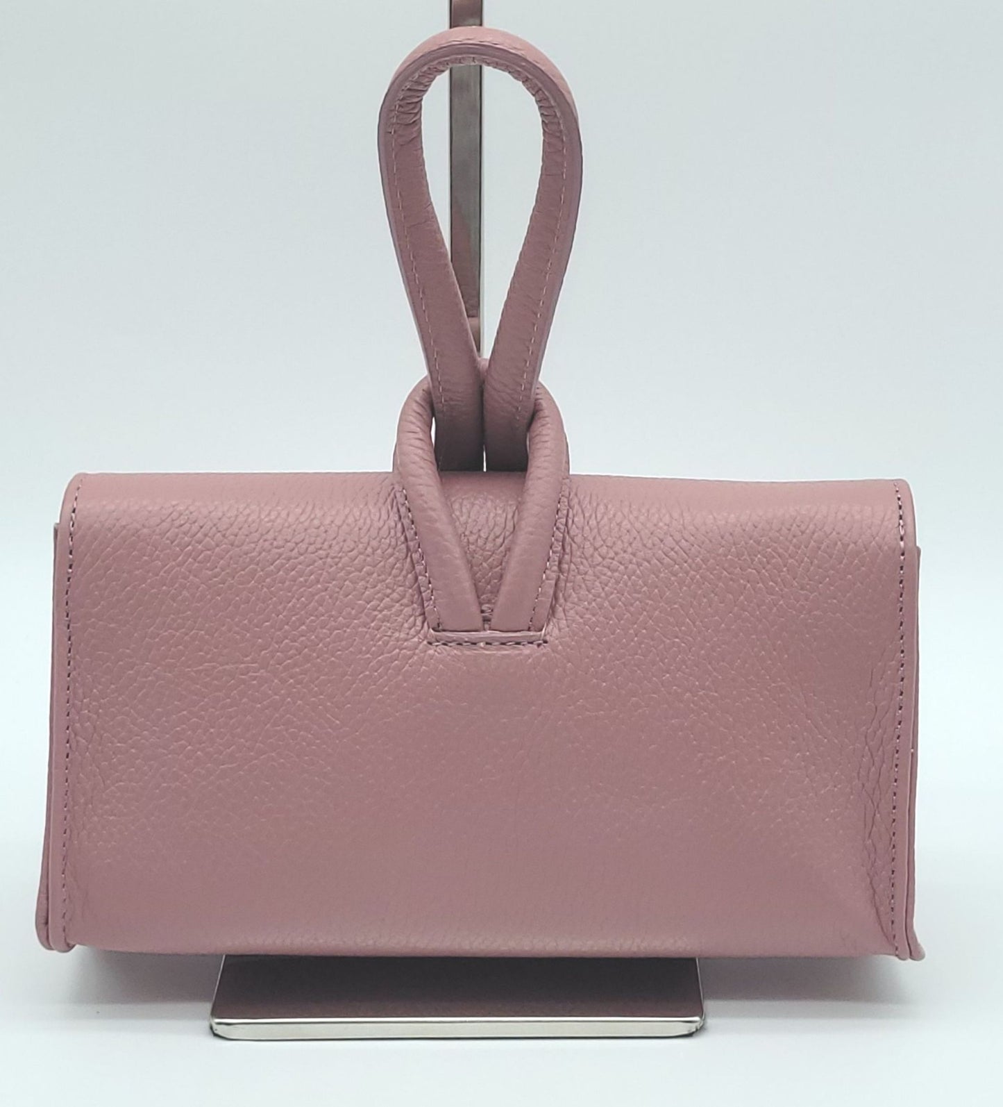 Genuine Pebble Leather Crossbody Handbag - Antique Pink – Made In Italy