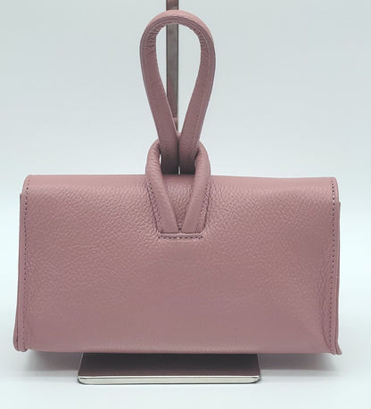 Genuine Pebble Leather Crossbody Handbag - Antique Pink – Made In Italy