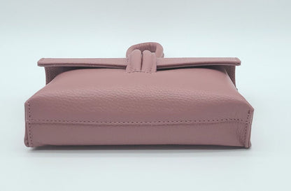 Genuine Pebble Leather Crossbody Handbag - Antique Pink – Made In Italy