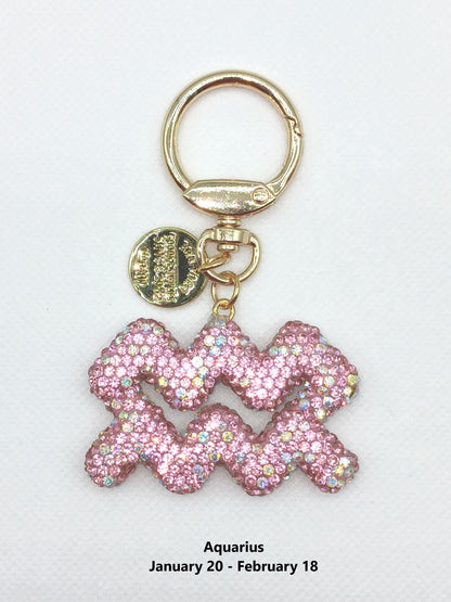 Bling Zodiac Rhinestone Keychain Bag Charm