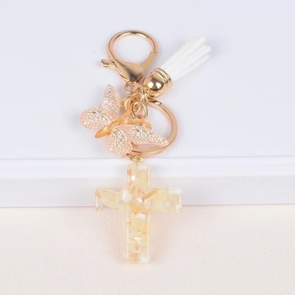 Tassel Butterfly Cross Keychain Bag Charm