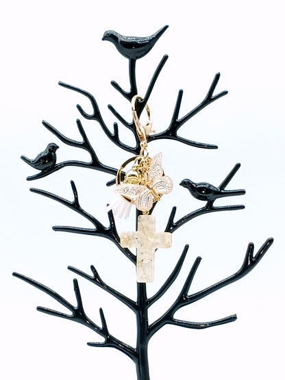 Tassel Butterfly Cross Keychain Bag Charm
