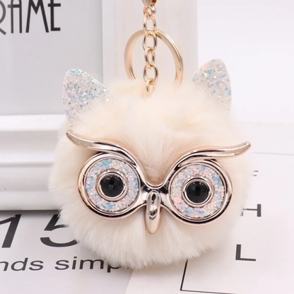 Plush Alloy Owl Keychain Bag Charm – Bright Colors