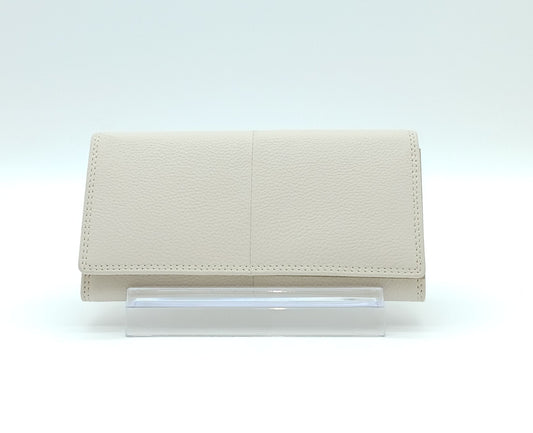 Italian Genuine Pebble Leather Wallet - Beige