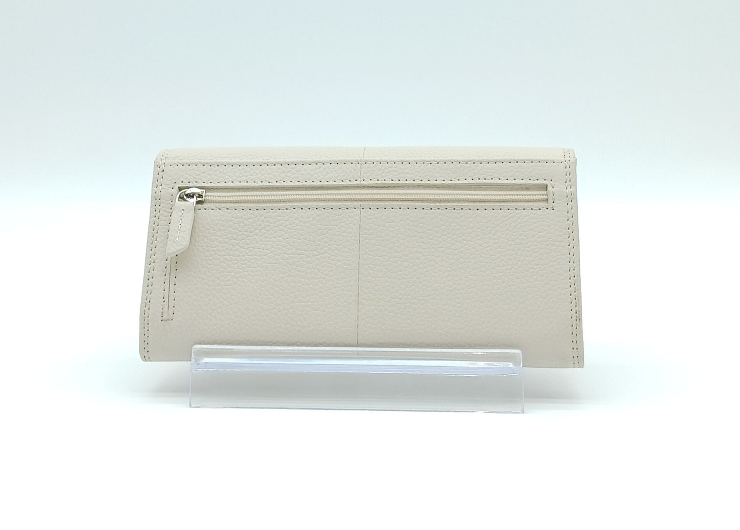 Italian Genuine Pebble Leather Wallet - Beige