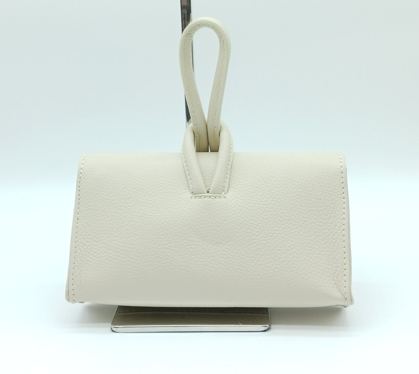 Genuine Pebble Leather Crossbody Handbag - Beige – Made In Italy