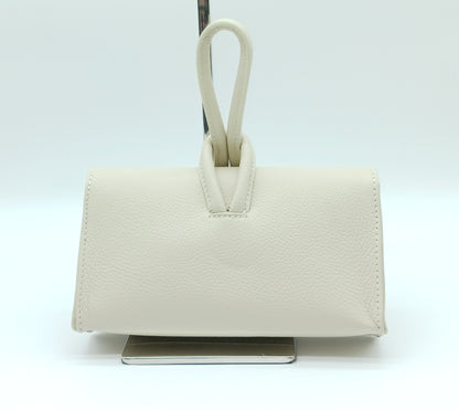 Genuine Pebble Leather Crossbody Handbag - Beige – Made In Italy