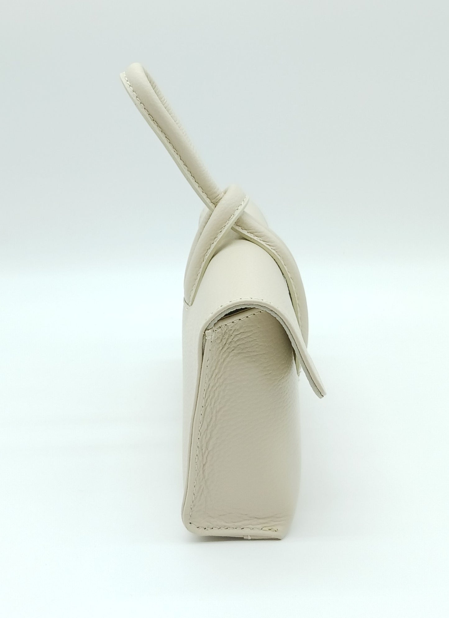 Genuine Pebble Leather Crossbody Handbag - Beige – Made In Italy