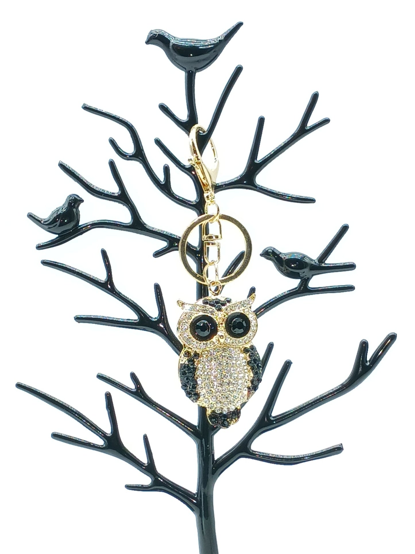 Bling Owl Rhinestone Alloy Keychain Bag Charm